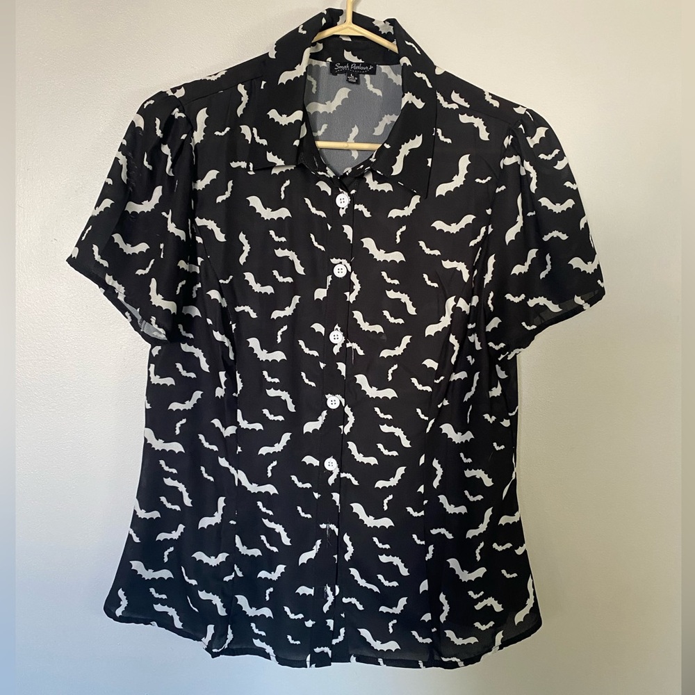 Black Bat Print Women's Top